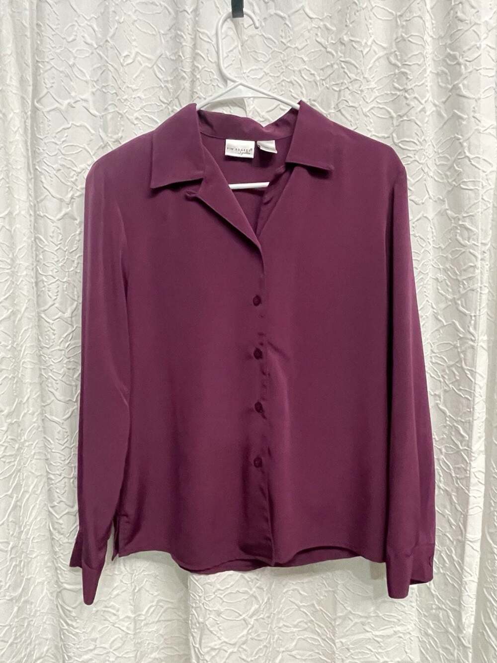 Kim Rogers Signature Long Sleeve Button Down Blouse Size S Purple